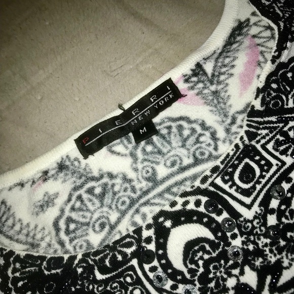 Pink/white/black patterned Evening blouse - Picture 4 of 4